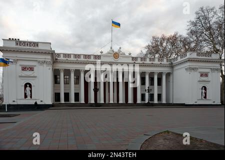 Evening view to Palace of the City Hall, Odesa, Ukraine Stock Photo