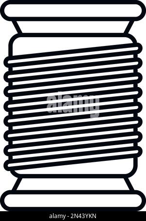 Thread bobine icon outline vector. Cotton sewing. Fabric loom Stock Vector
