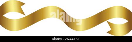 luxury gold reel ribbon badge illustration, shiny gold ribbon. Vector realistic element for in design or gift cards and invitations for holidays. Stock Vector