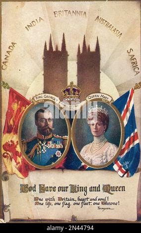 Postcard commemorating the Coronation of King George V and Queen Mary, 22nd June, 1911 Stock Photo