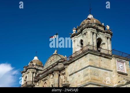 The Cathedral of Our Lady of the Assumption or Metropolitan Cathedral in the historic city of Oaxaca, Mexico.  Built between 1573 and 1773.  Part of a Stock Photo