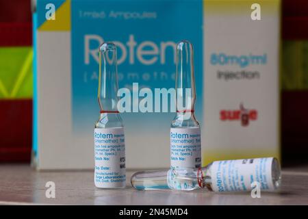 Artemether Malaria Treatment in Tropical Intensive Care Medicine Stock Photo