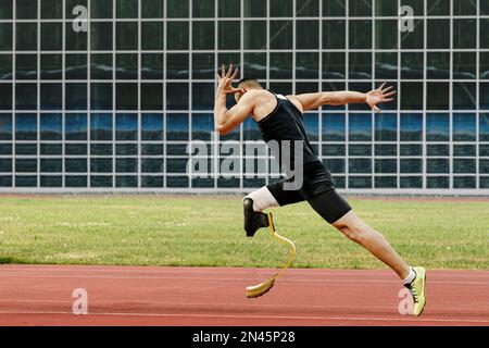 athlete runner disabled running on track Stock Photo