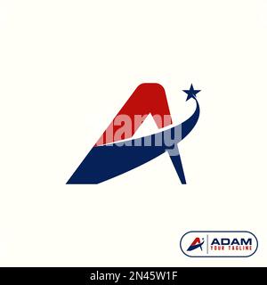 Letter or word A font with cutting and star image graphic icon logo design abstract concept vector stock. used as a symbol related to American winner Stock Vector