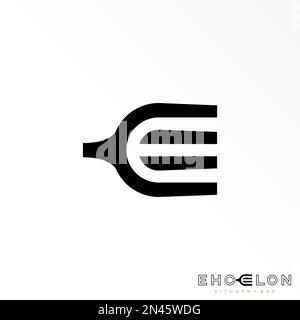 Letter or word E font in Fork image graphic icon logo design abstract concept vector stock. Can be used as a symbol related to food or initial. Stock Vector