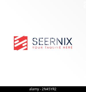 Line in square block like Letter or word S font image graphic icon logo design abstract concept vector stock symbol related to initial or monogram. Stock Vector