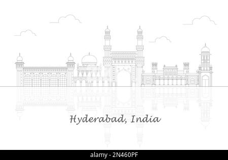 India, Hyderabad line travel skyline set. India, Hyderabad outline city ...