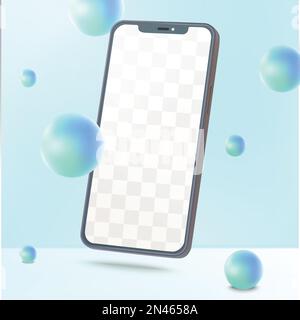 Mobile device screen presentation 3D realistic vector smartphone with abstract background Stock Vector