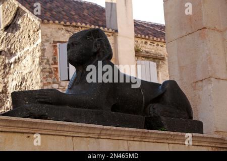 Egyptian Sphinx at the Peristyle, Diocletian's Palace, Split, Croatia Stock Photo