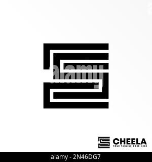 Letter or word CCS font in line or flip Square image graphic icon logo design abstract concept vector stock. Can be used as a symbol related initial Stock Vector