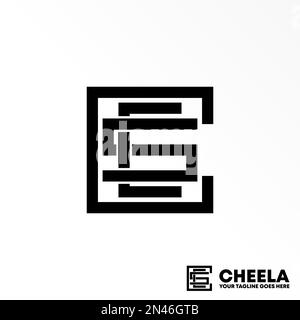 Letter or word CCS font in line or flip Square image graphic icon logo design abstract concept vector stock. Can be used as a symbol related initial Stock Vector