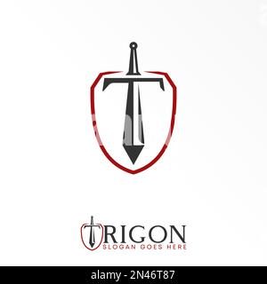 sword or knife like Letter or word T font with guard shield image graphic icon logo design abstract concept vector stock related to sport or initial. Stock Vector