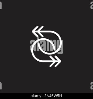 two bow arrow linked line logo vector Stock Vector