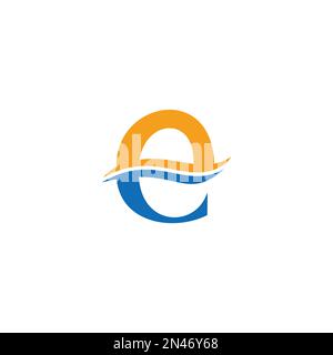 letter e sun sea logo vector Stock Vector