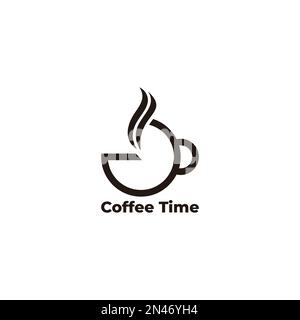 hot coffee cup time watch symbol vector Stock Vector