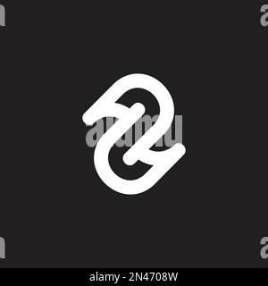number 2  linked circle geometric line logo vector Stock Vector