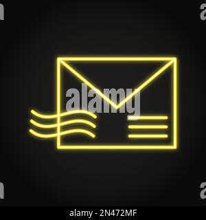 Neon mail icon in line style. Postal envelope symbol. Vector illustration Stock Vector