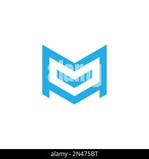 letter mo simple geometric line logo vector Stock Vector