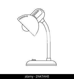 Desk lamp linear icon. Black lamp icon on white background. Vector illustration. Stock Vector