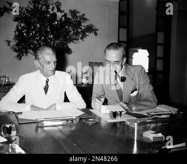 Muhammed Ali Jinnah, president of the All-India Muslim League, is shown ...