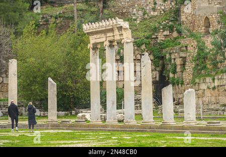 Reste von Säulengängen, Römische Agora, Athen, Griechenland Stock Photo