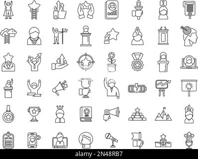 Motivational speaker line vector icons and signs. Encourager, Inspirer ...