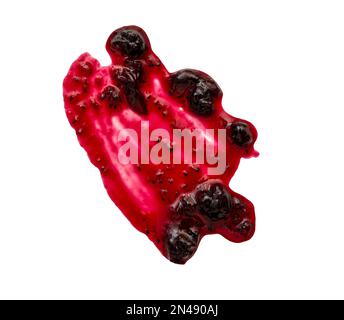 Abstract smear and stain of black currant jam isolated on white, top view Stock Photo