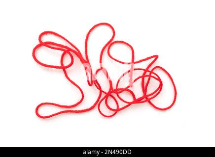 Bow of Red White String, Twine Rope isolated on white.