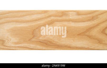 Long thin pine plank, board, timber isolated on white Stock Photo