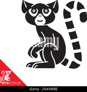 Cute ring-tailed Lemur cartoon character vector icon Stock Vector