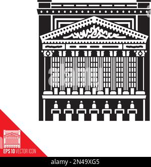 New York Stock Exchange bulding on Wall Street front view vector illustration Stock Vector