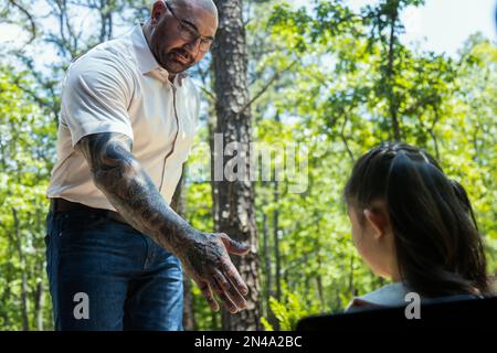 Knock at the Cabin  Dave Bautista Stock Photo