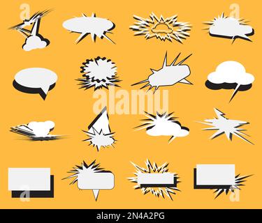 Set of comic speech bubble chat dialogue cartoon communication icon element decorative book background template vector illustration Stock Vector
