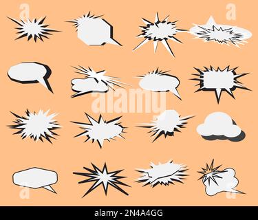 Collection of bubble comic pop art sticker cartoon communication icon element decorative book background template vector illustration Stock Vector