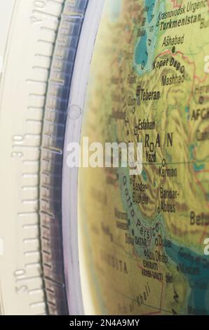 globe closeup on Iran Stock Photo