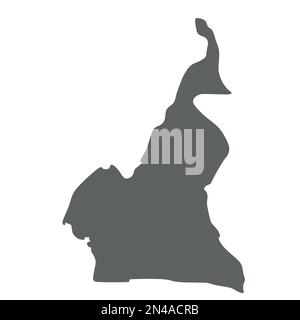 Cameroon - smooth grey silhouette map of country area. Simple flat vector illustration. Stock Vector