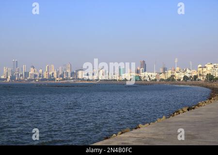 Mumbai skyline view from Marine Drive in Mumbai in India Stock Photo