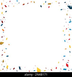 Template with colorful square papers like confetti shower for party and festive designs. Stock Vector