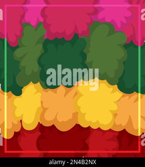 Colorful template with colorful background of flowers frame border in cartoon style. Stock Vector