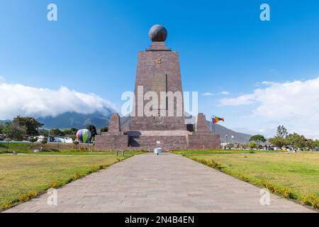 Equatorial line monument in Ciudad Mitad del Mundo (Middle of the world city) near Quito, Ecuador. Stock Photo