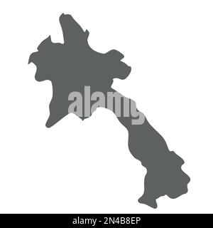 Laos - smooth grey silhouette map of country area. Simple flat vector illustration. Stock Vector