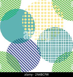 Different shaped circles green pantone seamless pattern, shiny sphere background, modern beautiful wallpaper, fabric print template. wrapping paper il Stock Vector