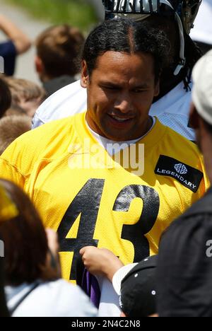 Pittsburgh Steelers football star Troy Polamalu attends his wax figure  unveiling at Madame Tussauds in New York City New York Stock Photo - Alamy