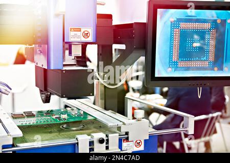 Semi-automatic repair center for electronic boards and chips Stock Photo