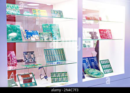 Preform for electronic circuit boards in the storefront Stock Photo