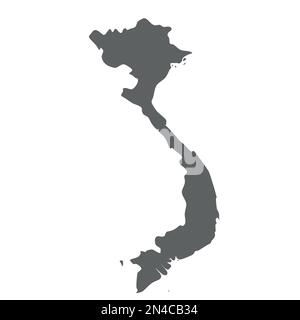 Vietnam - smooth grey silhouette map of country area. Simple flat vector illustration. Stock Vector