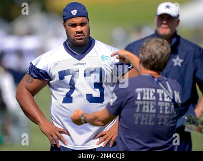 Dallas Cowboys center Travis Frederick at training camp in Oxnard, Calif.,  on Friday, July 25, 2014. (Photo by Ron T. Ennis/Fort Worth  Star-Telegram/MCT/Sipa USA Stock Photo - Alamy