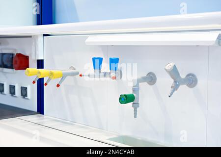 Taps in the chemical laboratory Stock Photo