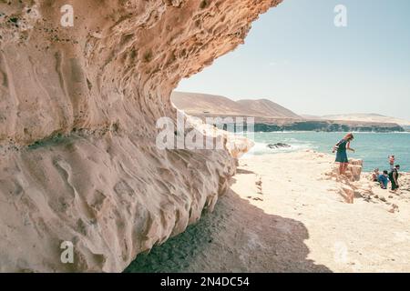 Ajuy Fuerteventura Spain. September 11, 2022. tourists outside the caves of Ajuy, Fuerteventura, Spain Stock Photo
