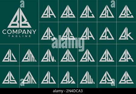 Modern triangle letter B logo design template set. Simple line B initial logo. Stock Vector